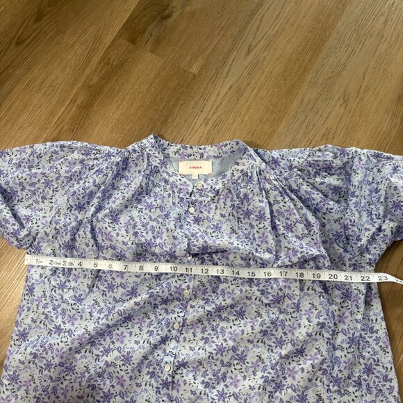 XiRENA Carys Shirt blue willow floral XS relaxed cotton silk purple blouse top - Picture 7 of 9